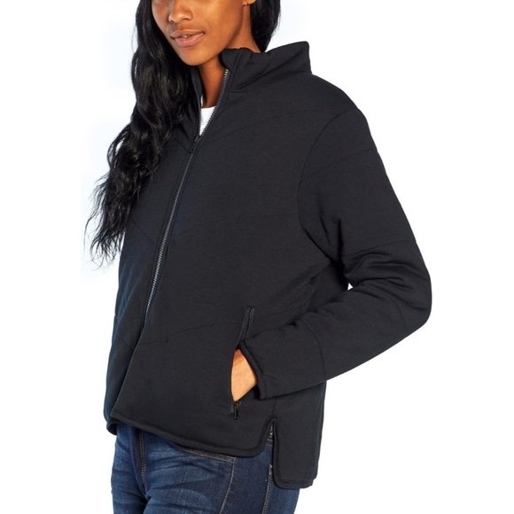 Three Dots Women's Size S Long Sleeves Zipper Front Quilted Jacket Pockets Black - Picture 3 of 4